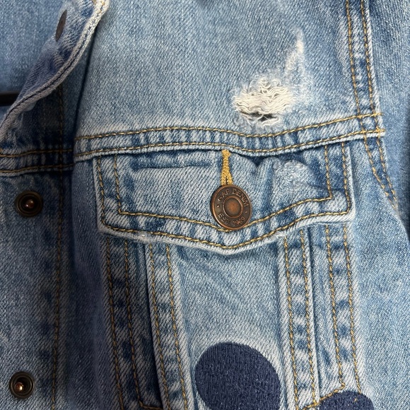 Mickey Mouse Disney Gap Kids Denim Distressed Jean Jacket - Picture 3 of 6